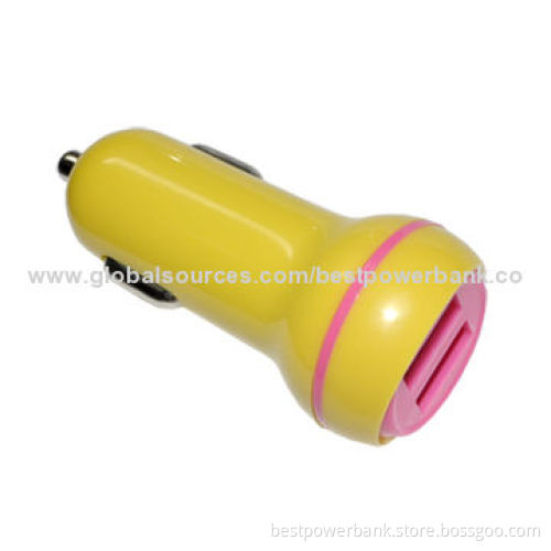 Latest Unique Design Colorful 5V 1A/2A/3A Dual USB Car Charger for Smartphone/Tablet